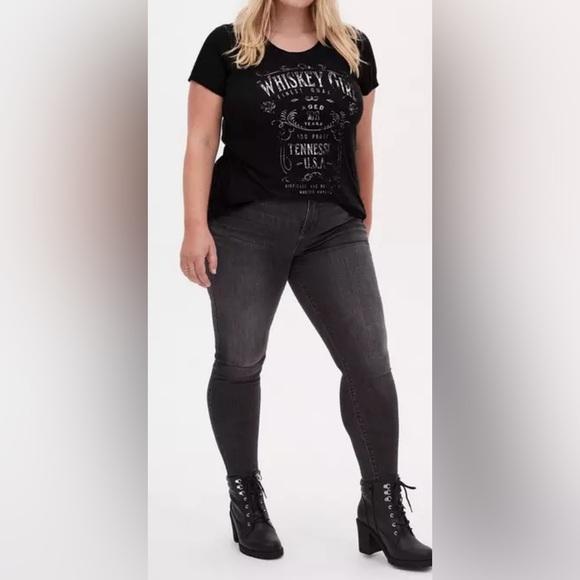 TORRID Whiskey Girl Classic Fit Black Crew Top - Picture 2 of 6